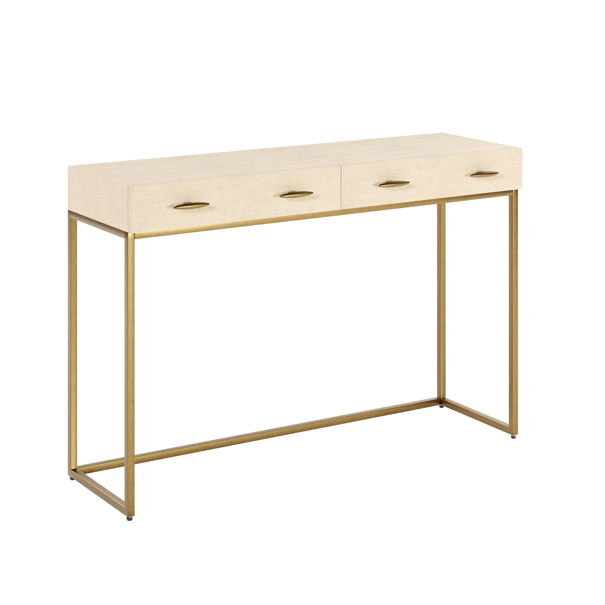 DI Designs Hampton Ivory Shagreen & Gold Console Table
